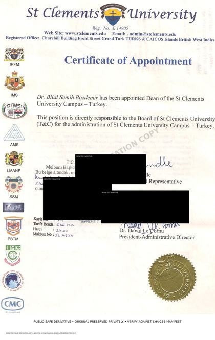Dean — Campus–Turkey Appointment Record