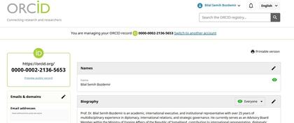 ORCID Scholarly Identity Record